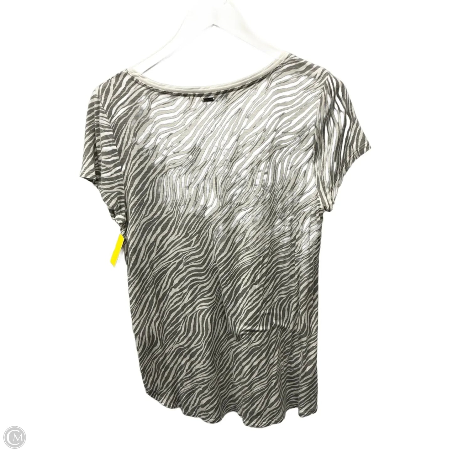 Top Short Sleeve By White House Black Market In Grey & White, Size: L