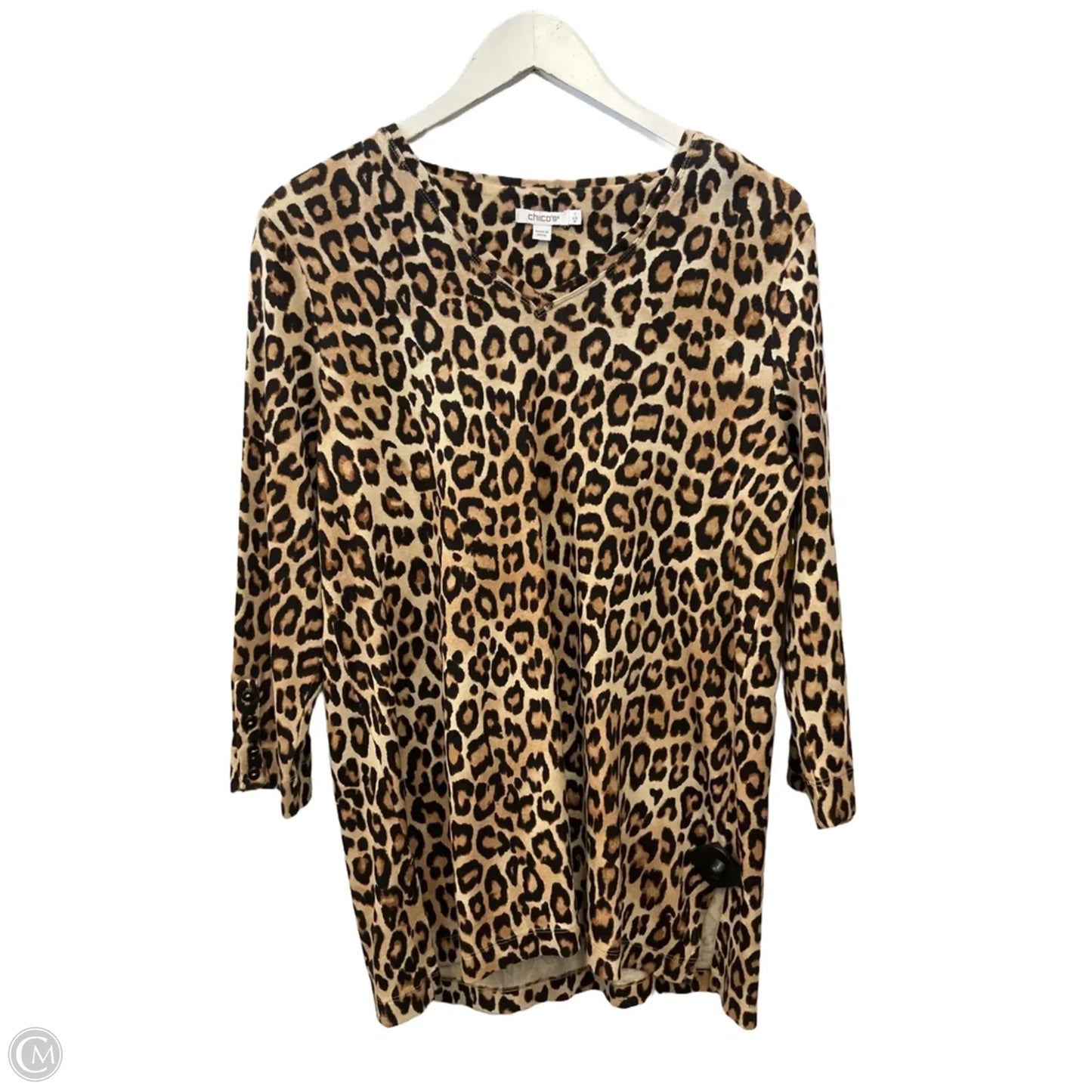 Top 3/4 Sleeve By Chicos In Animal Print, Size: M