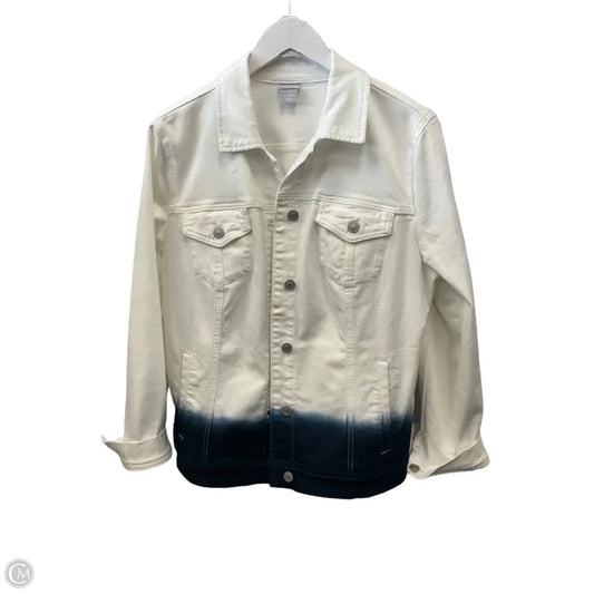 Jacket Denim By Chicos In White, Size: L