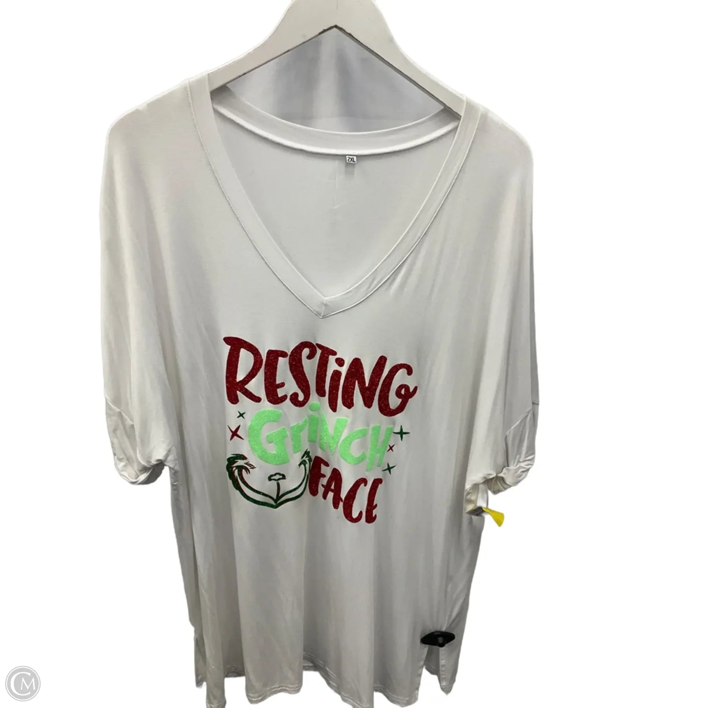 Top Short Sleeve By Clothes Mentor In White, Size: 2x