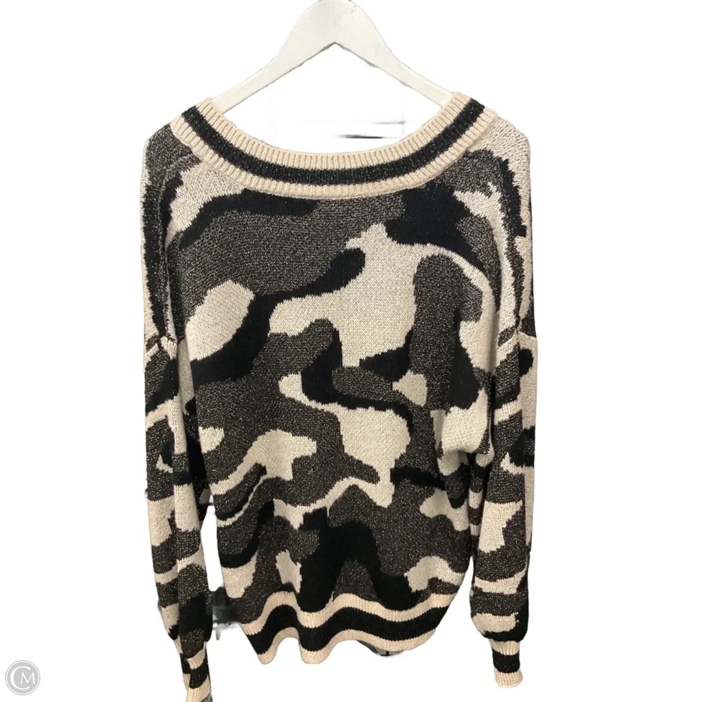 Sweater By Nine West Apparel In Black & Tan, Size: 1x