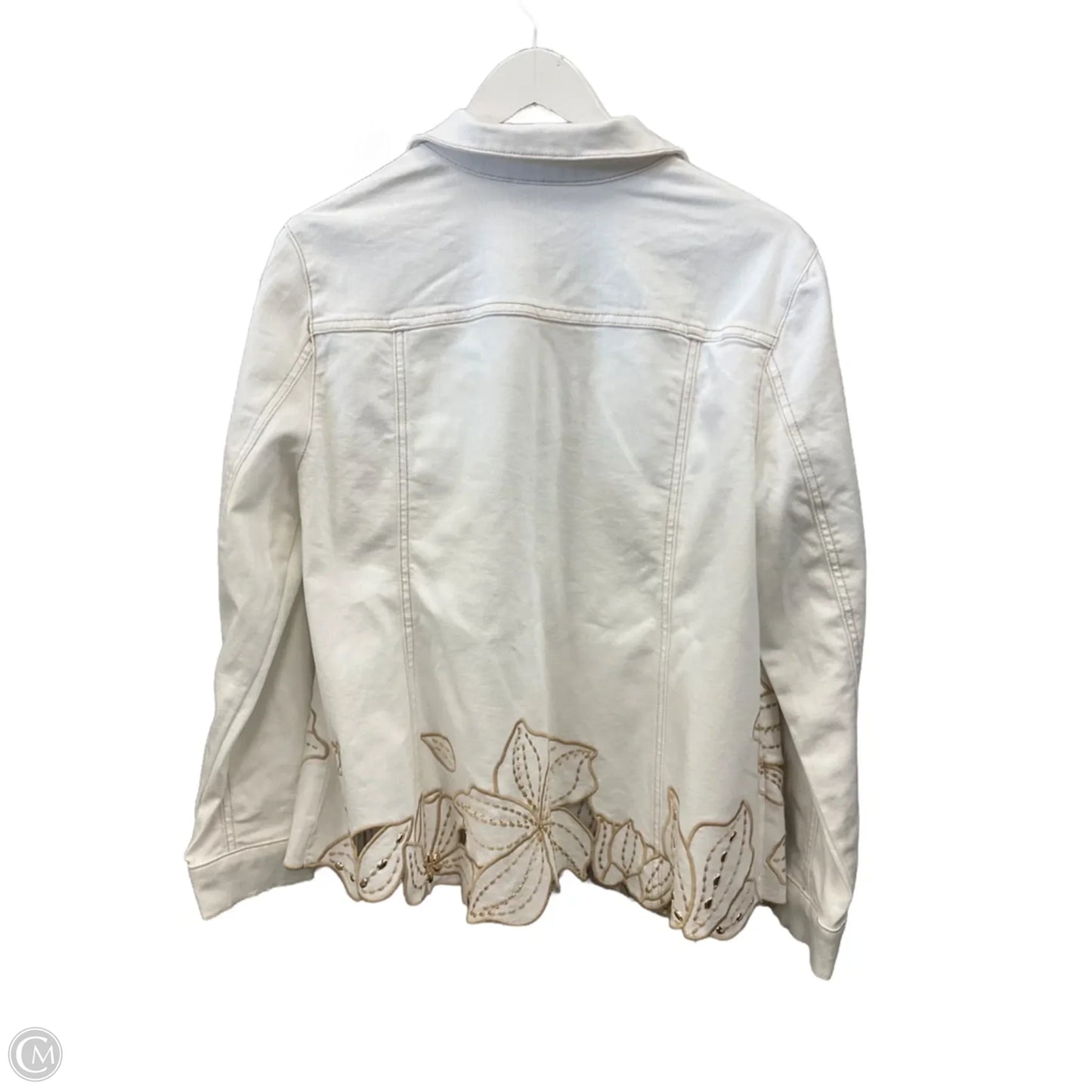 Jacket Denim By Chicos In White Denim, Size: L