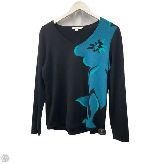 Sweater By Chicos In Black & Blue, Size: M