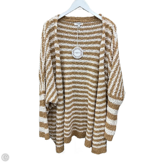 Sweater Cardigan By Umgee In Tan & White, Size: 2x
