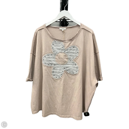 Top Short Sleeve By Easel In Tan, Size: 3x