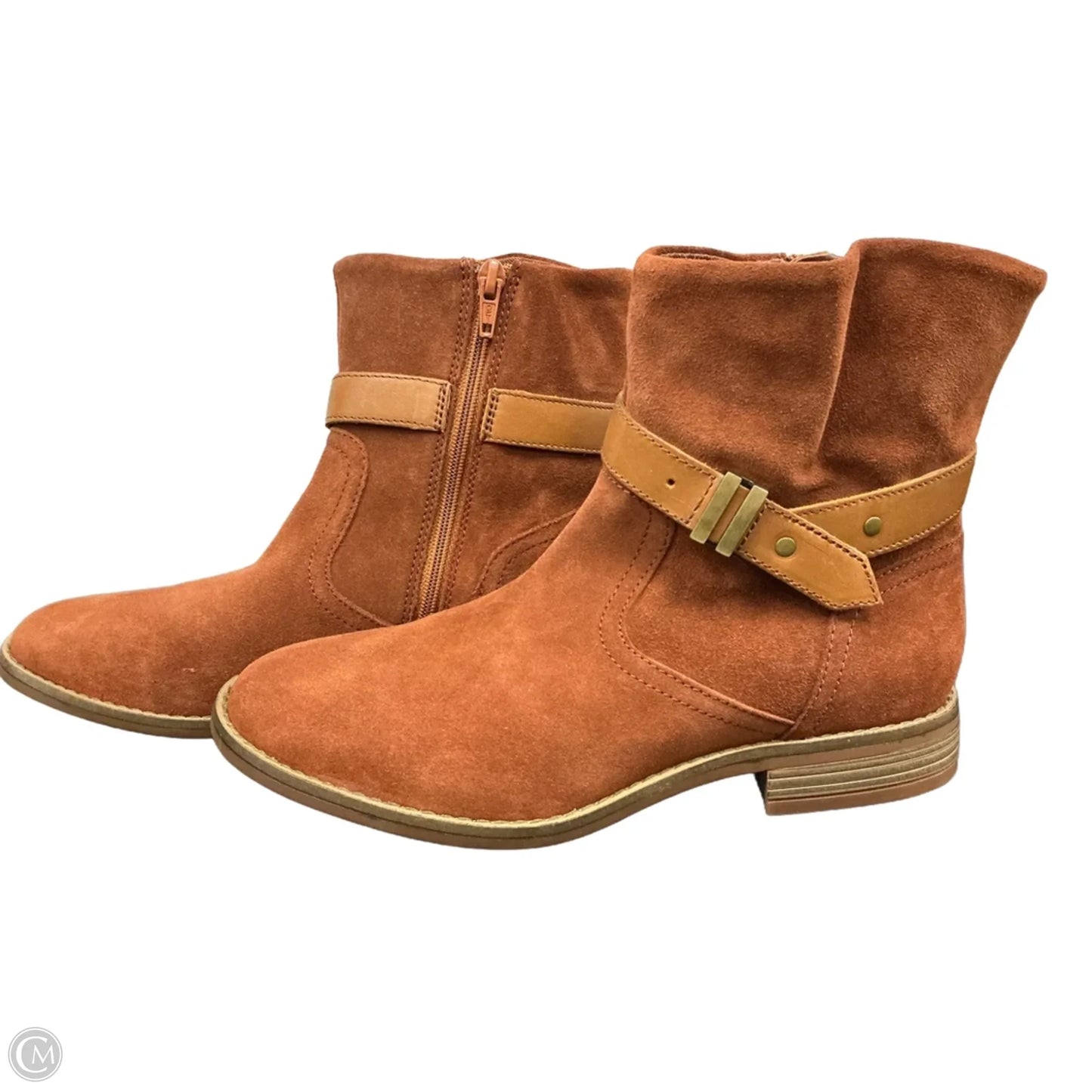 Boots Ankle Flats By Clarks In Orange, Size: 8