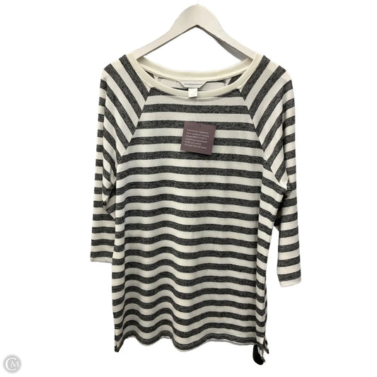 Top Long Sleeve By Christopher And Banks In Grey & White, Size: L