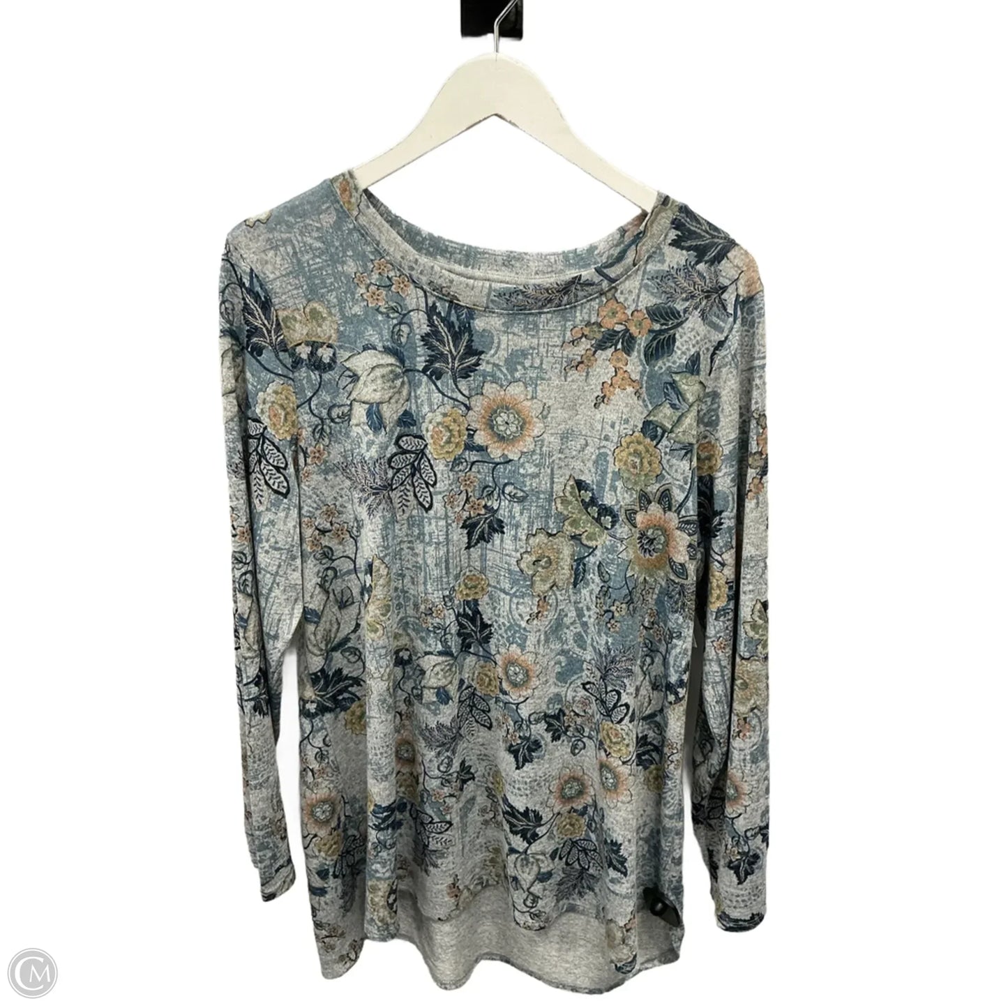 Top 3/4 Sleeve By Christopher And Banks In Blue & Grey, Size: Xl