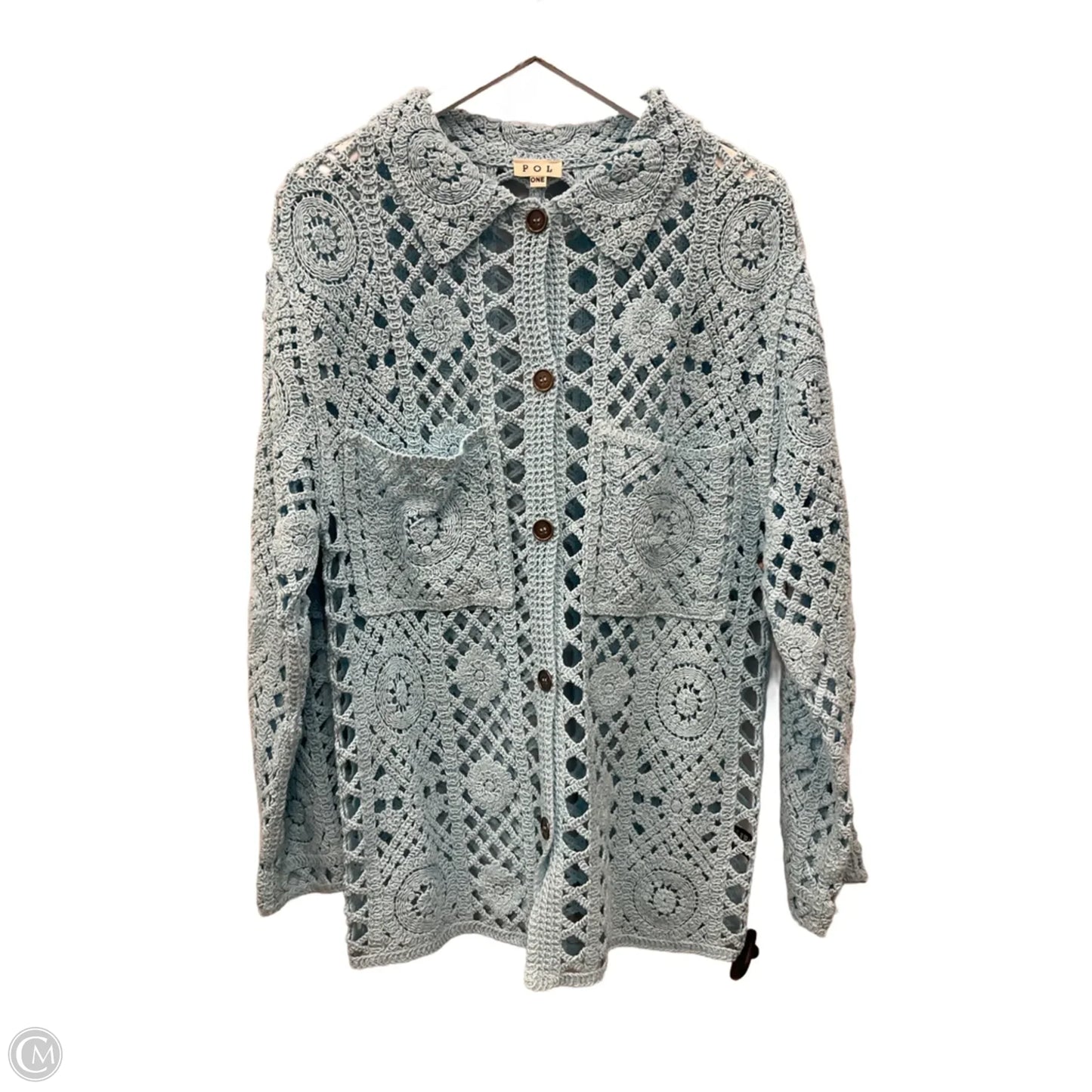 Sweater Cardigan By Pol In Blue, Size: Osfm