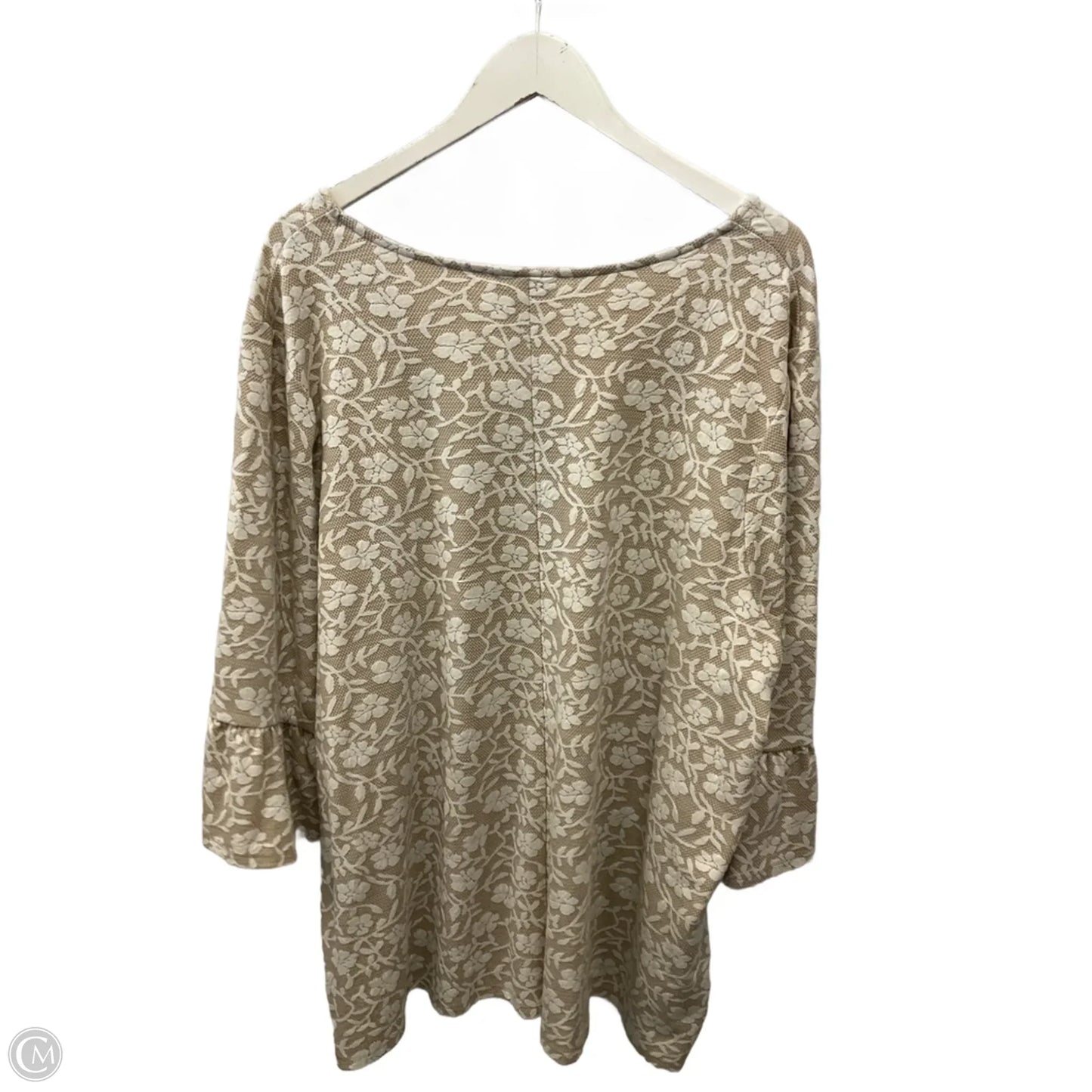 Top 3/4 Sleeve By Catherines In Tan & White, Size: 2x
