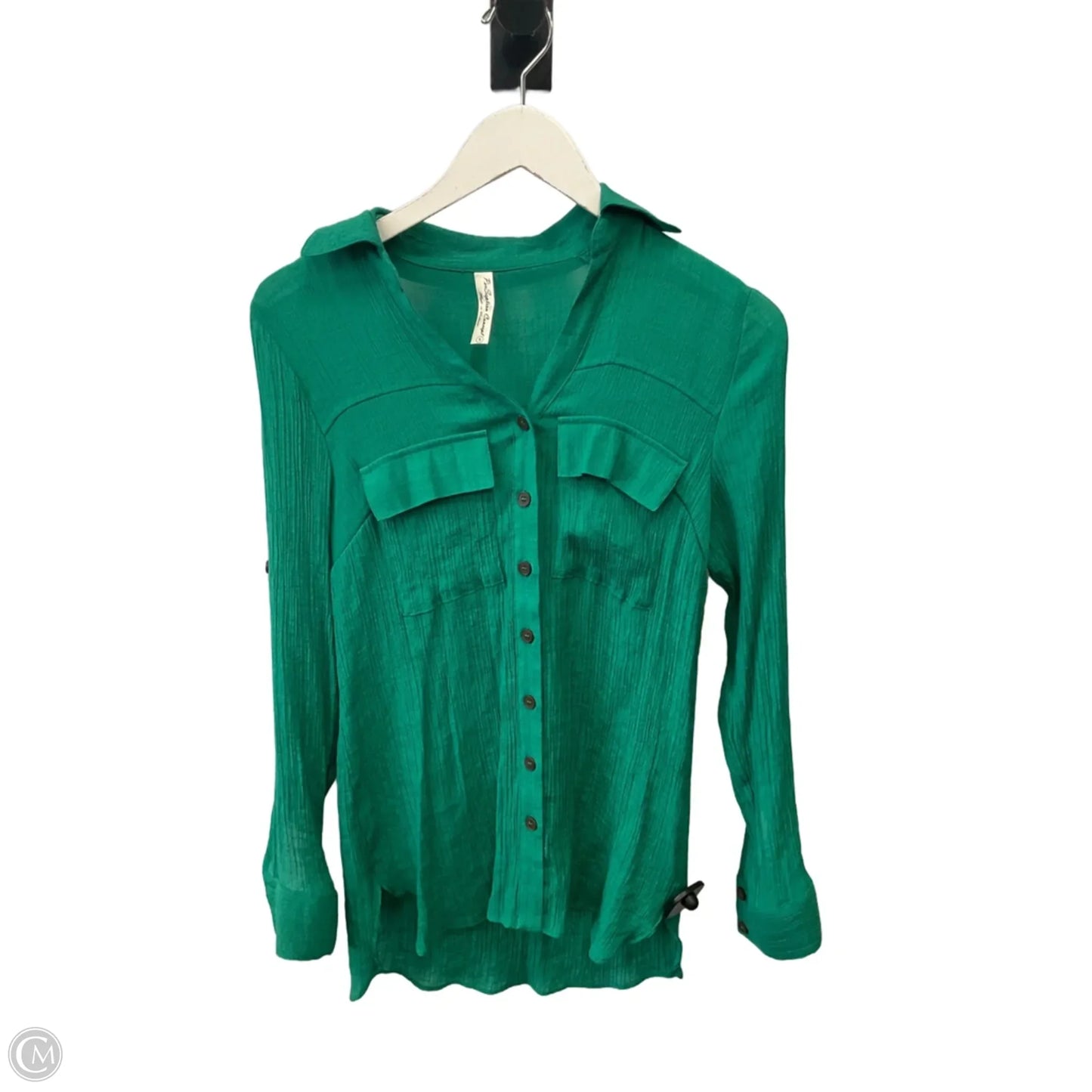 Top Long Sleeve By Perseption Concept In Green, Size: S