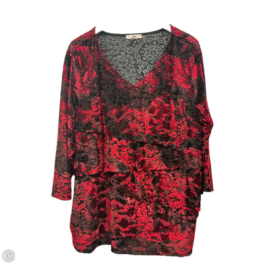 Top 3/4 Sleeve By Dressbarn In Red, Size: 3x