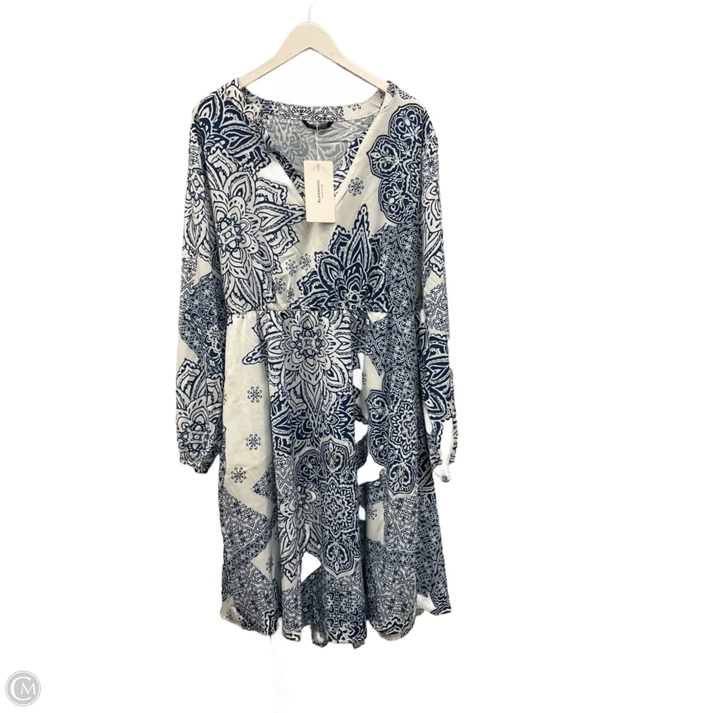 Dress Casual Midi By Bloomchic In Blue & White, Size: 3x