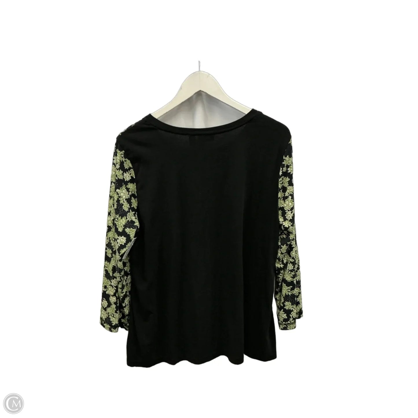 Top Long Sleeve By Logo In Black & Green, Size: L