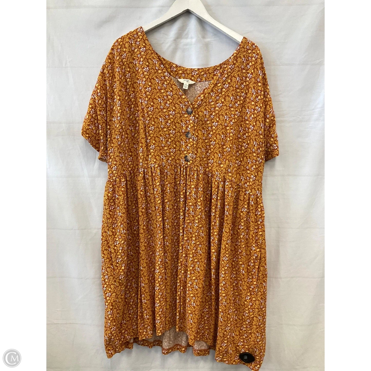 Dress Casual Midi By Terra & Sky In Orange & Yellow, Size: 2x