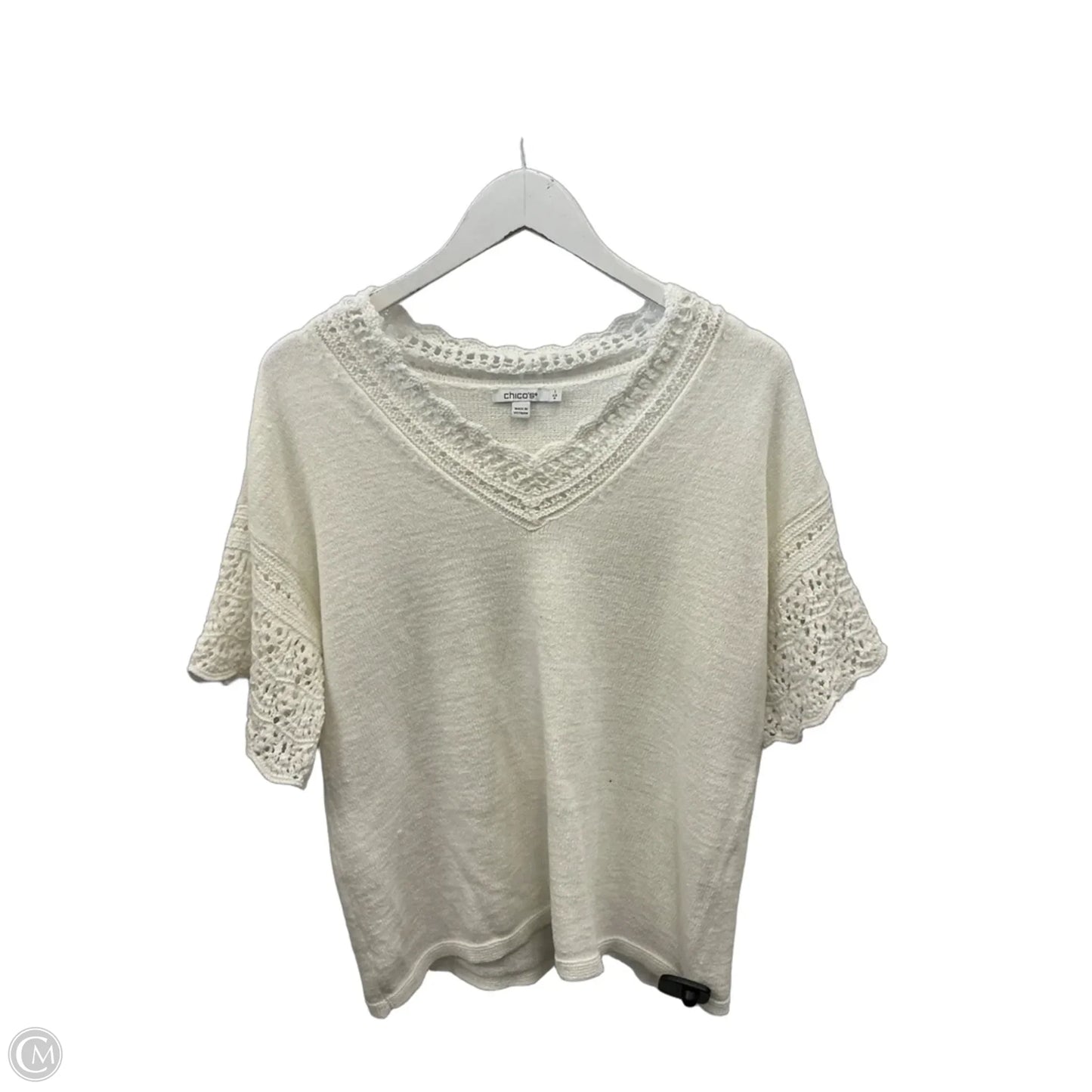 Top Short Sleeve By Chicos In White, Size: M