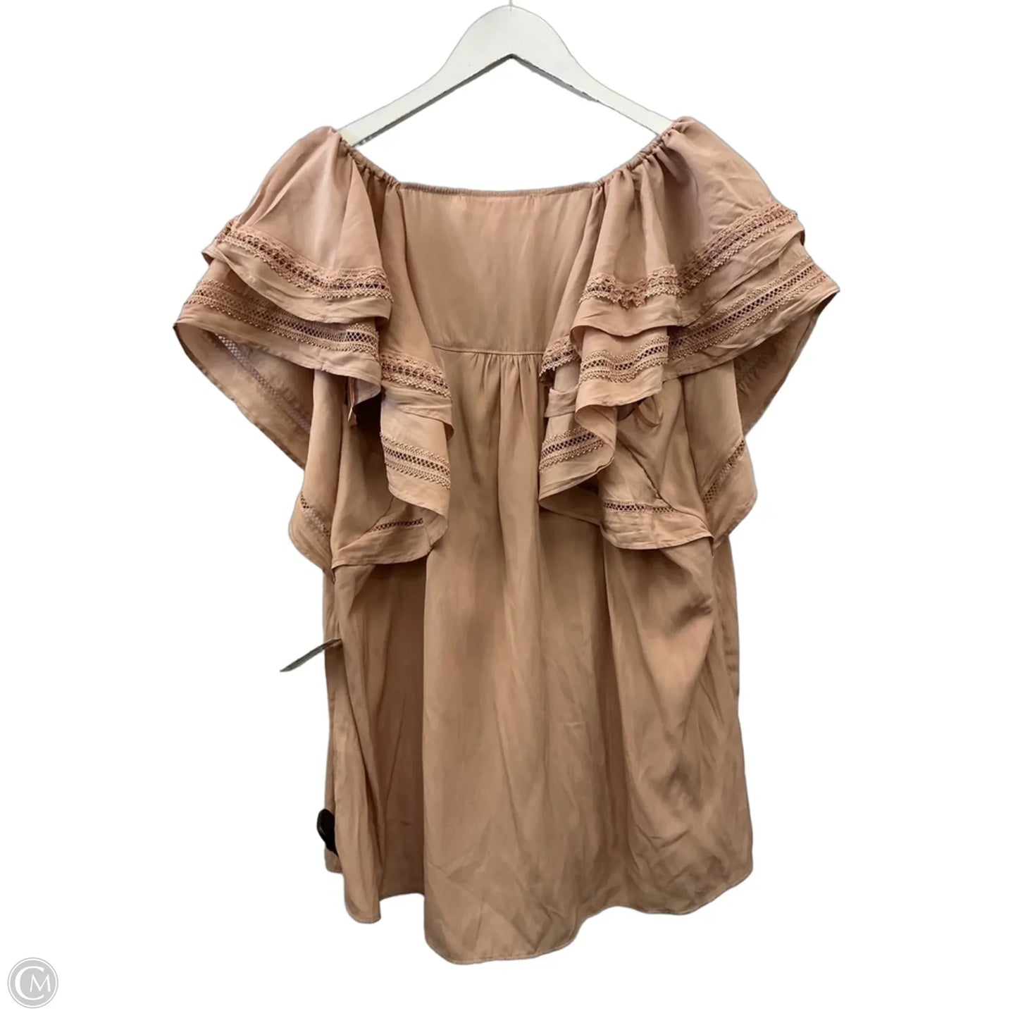 Top Short Sleeve By Chelsea And Theodore In Peach, Size: 1x