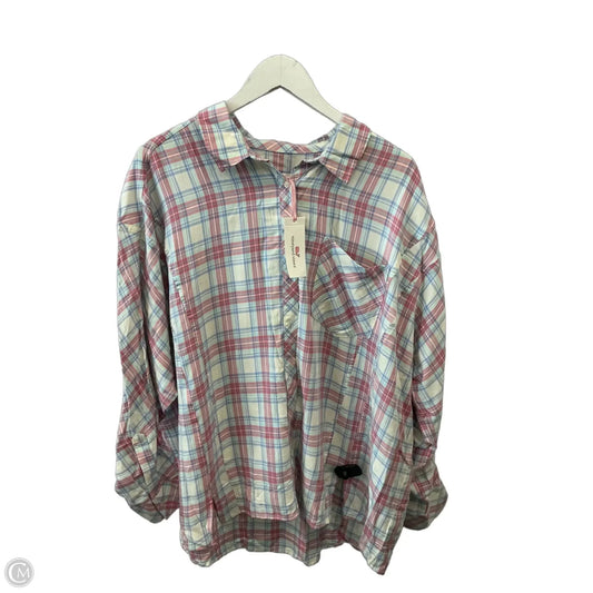 Top Long Sleeve By Vineyard Vines In Blue & Pink, Size: 1x
