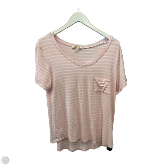 Top Short Sleeve By Clothes Mentor In Pink & White, Size: L
