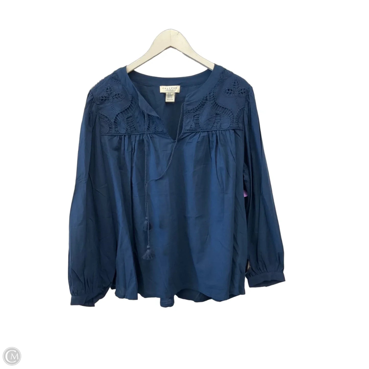 Top Long Sleeve By Calypso St Barth In Navy, Size: 3x