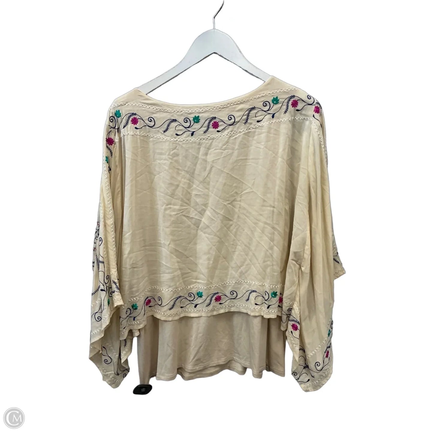 Top 3/4 Sleeve By Chicos In Cream, Size: Xl