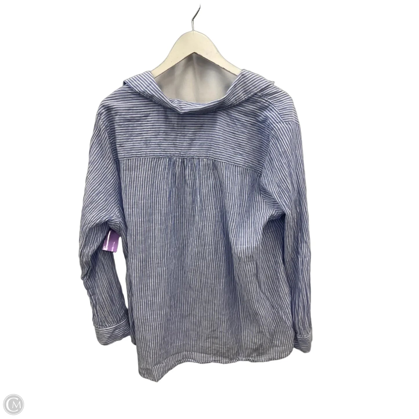 Top Long Sleeve By Loft In Blue & White, Size: 1x