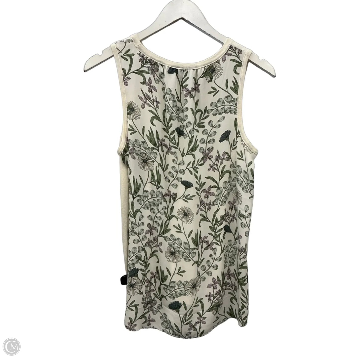 Top Sleeveless By Loft In Cream & Green, Size: S
