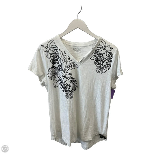 Top Short Sleeve By Chicos In White, Size: M