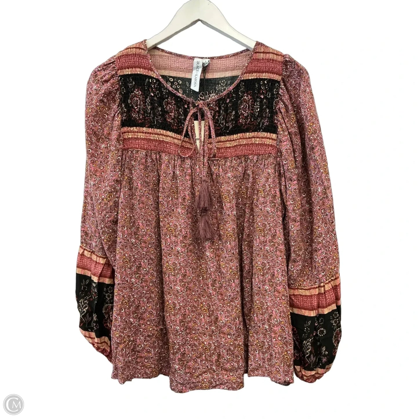 Top Long Sleeve By Grace + Karma In Mauve, Size: L