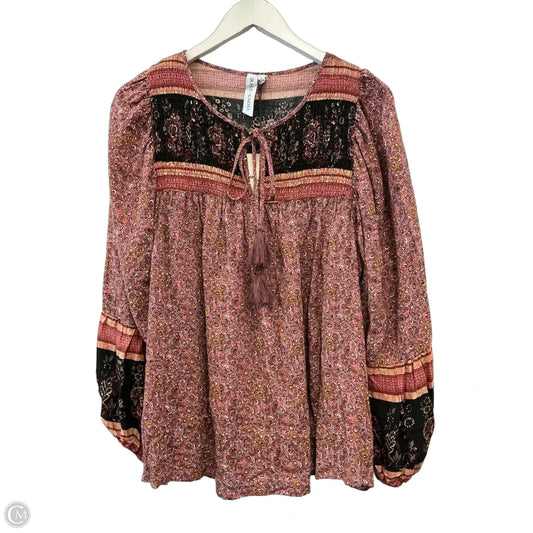 Top Long Sleeve By Grace + Karma In Mauve, Size: L