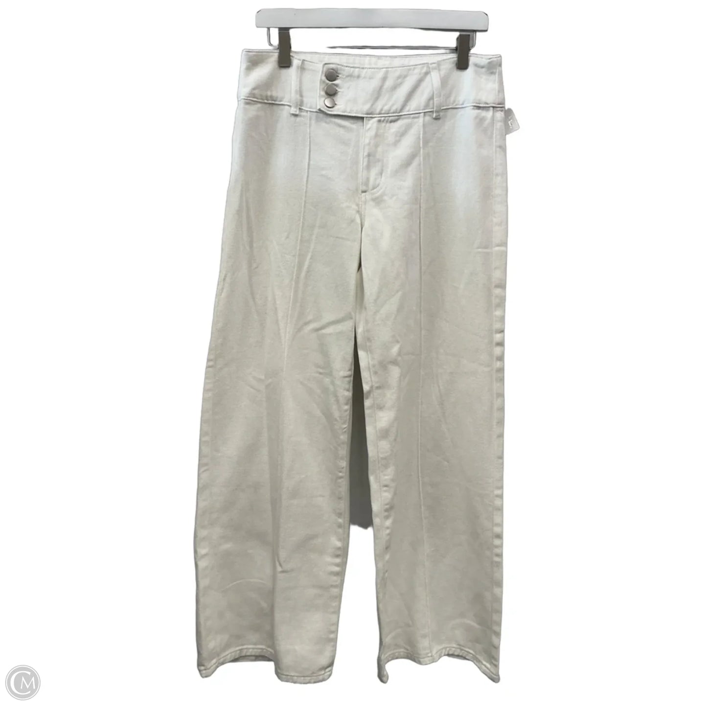 Jeans Wide Leg By Cider In White Denim, Size: 8