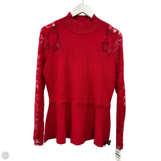 Top Long Sleeve By Inc In Red, Size: L