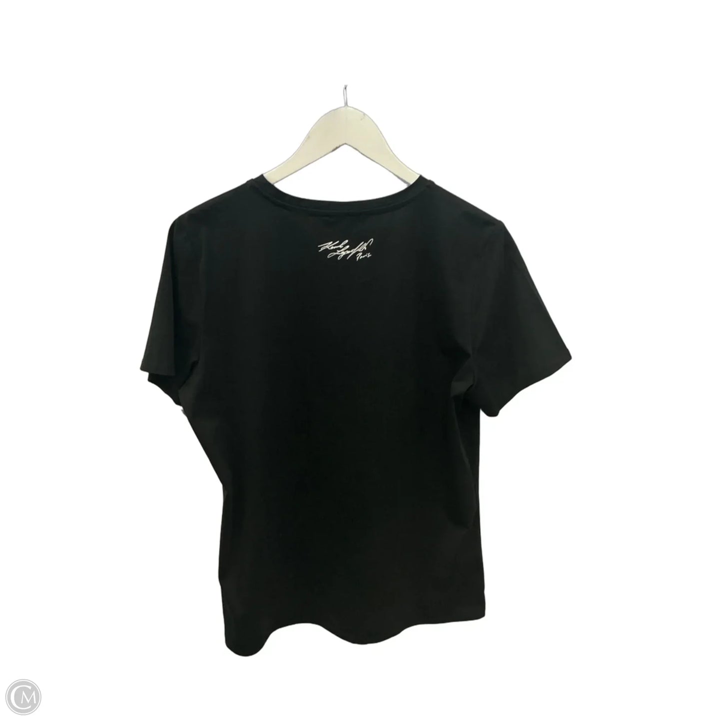 Top Short Sleeve Designer By Karl Lagerfeld In Black, Size: L