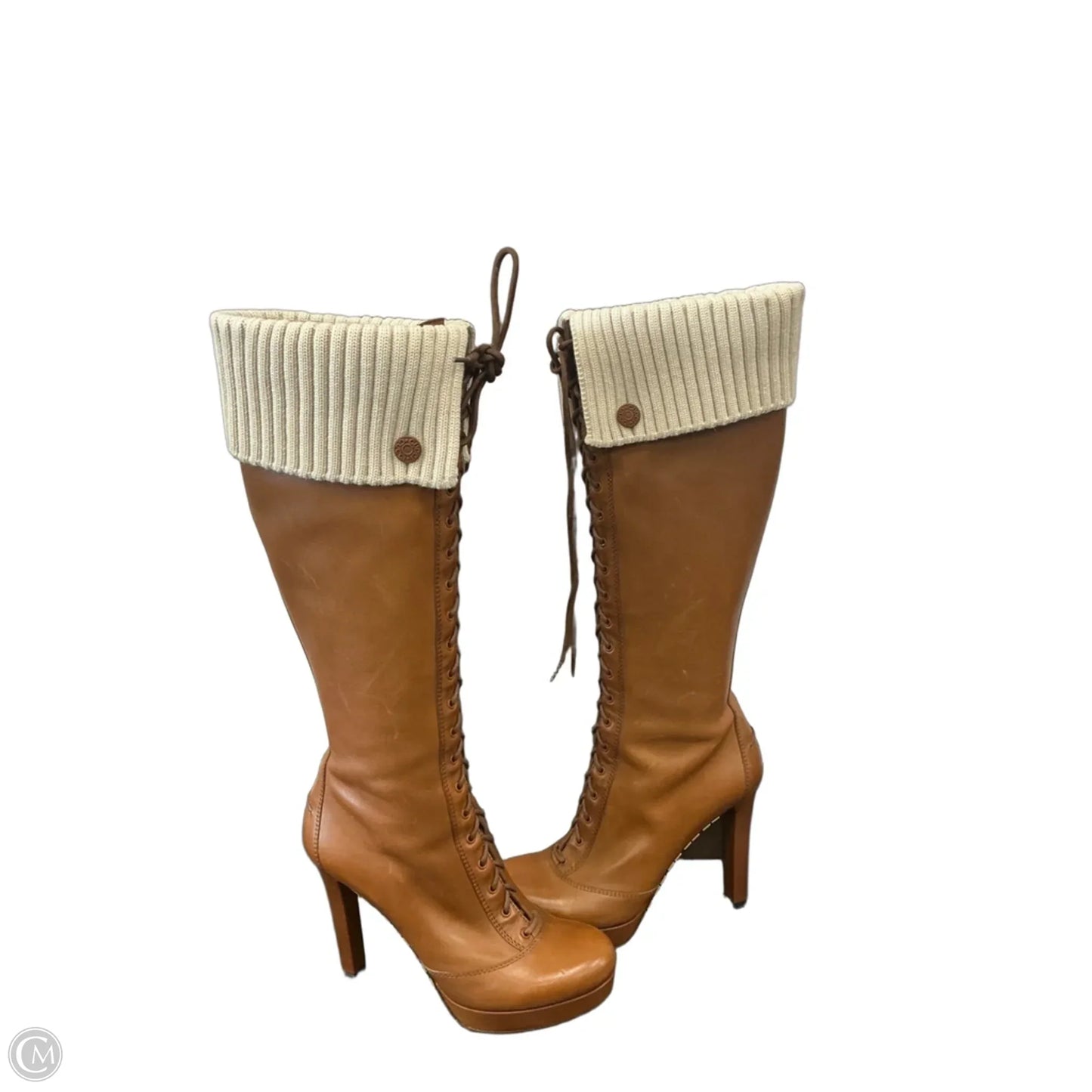 Boots Luxury Designer By Gucci In Brown, Size: 10