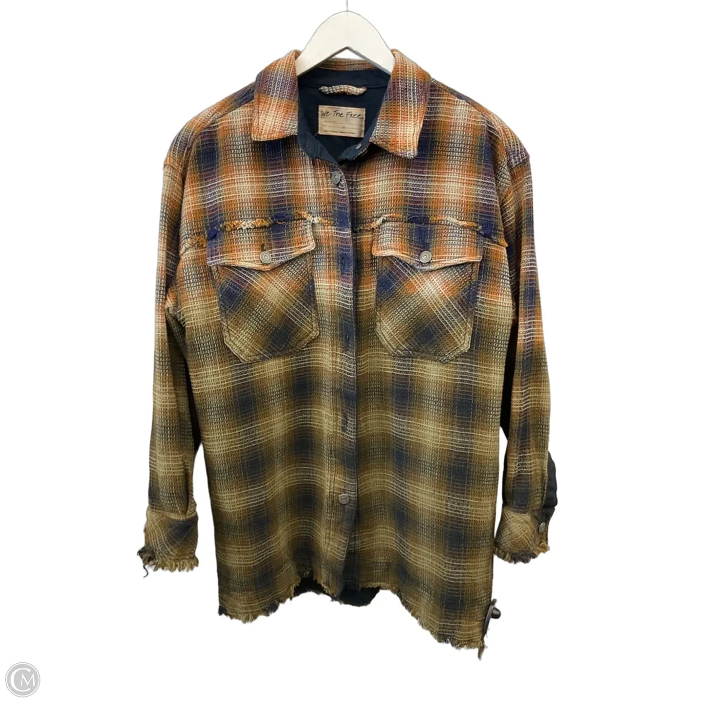Jacket Shirt By We The Free In Blue & Orange, Size: S