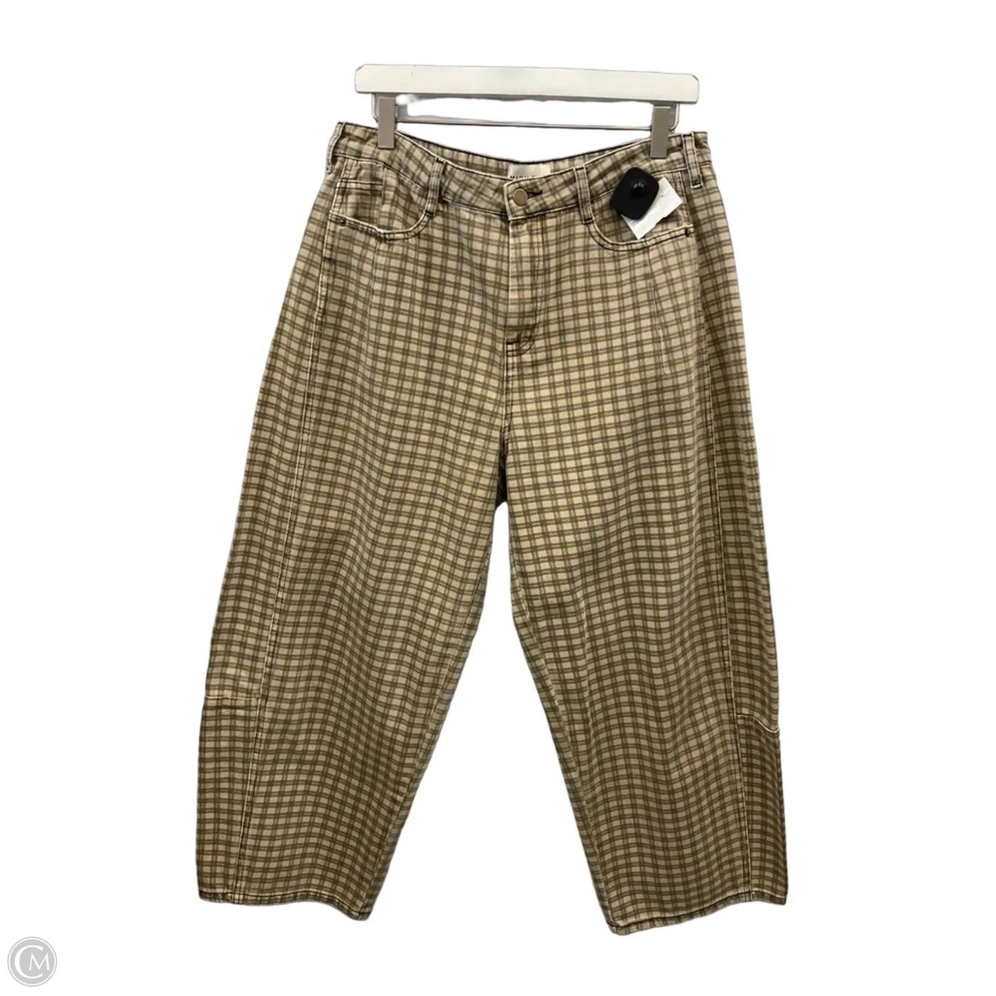 Jeans Wide Leg By Miou Muse In Brown & Cream, Size: 12