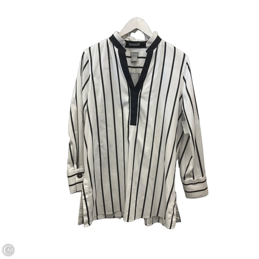 Tunic Long Sleeve By Chicos In Black & White, Size: L