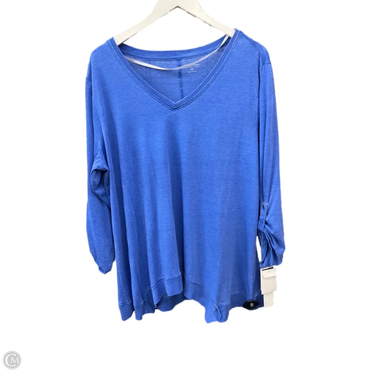 Top Long Sleeve By Calvin Klein In Blue, Size: 2x