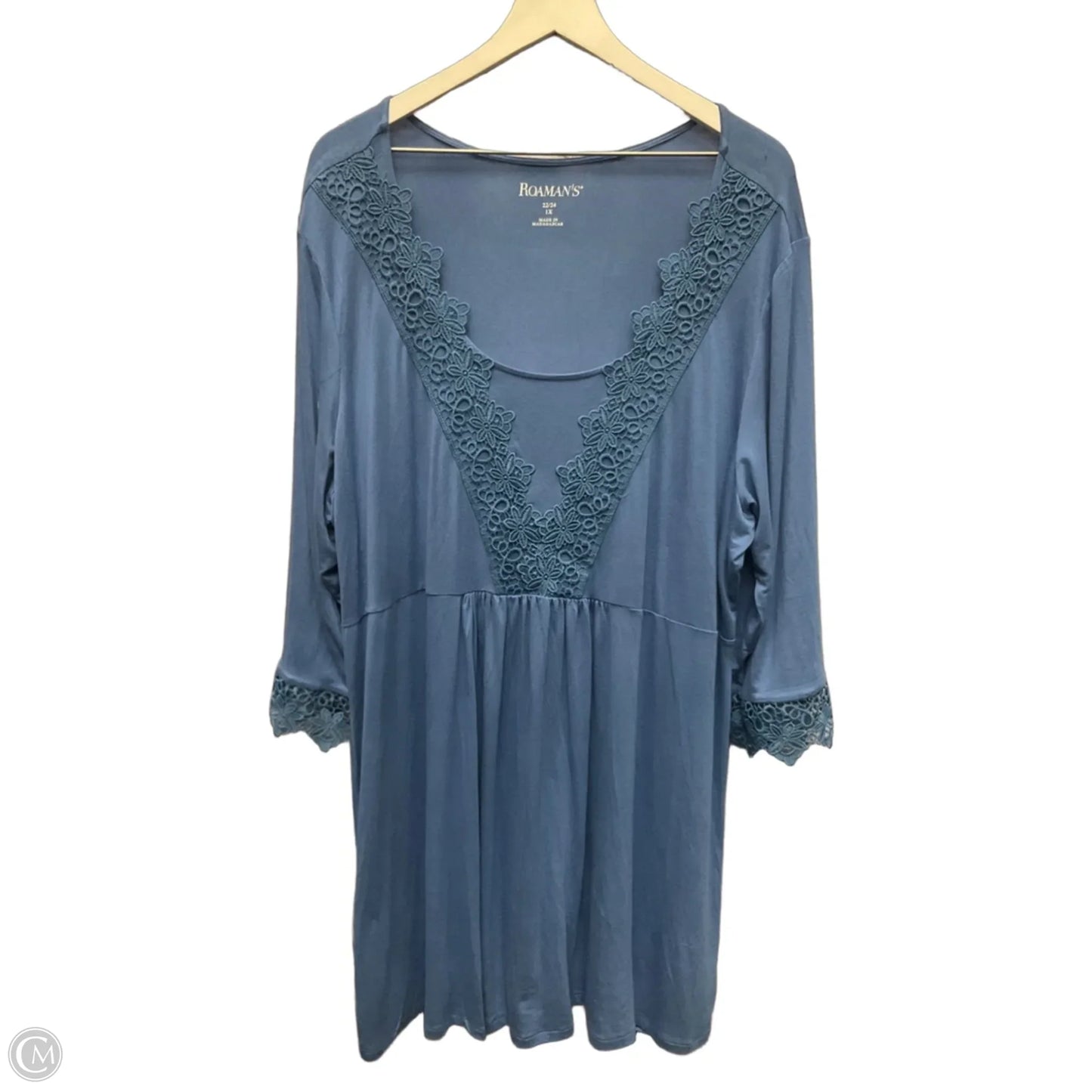 Tunic 3/4 Sleeve By Roamans In Blue, Size: 1x