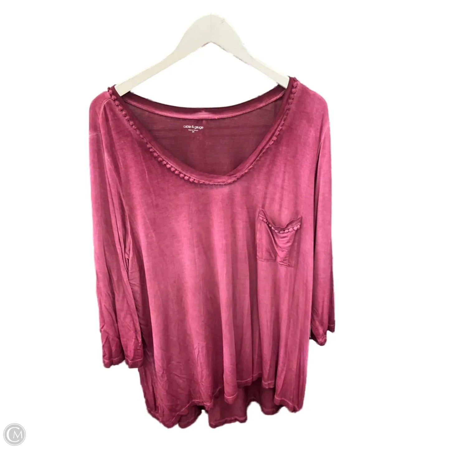 Top 3/4 Sleeve By Cable And Gauge In Purple, Size: 2x