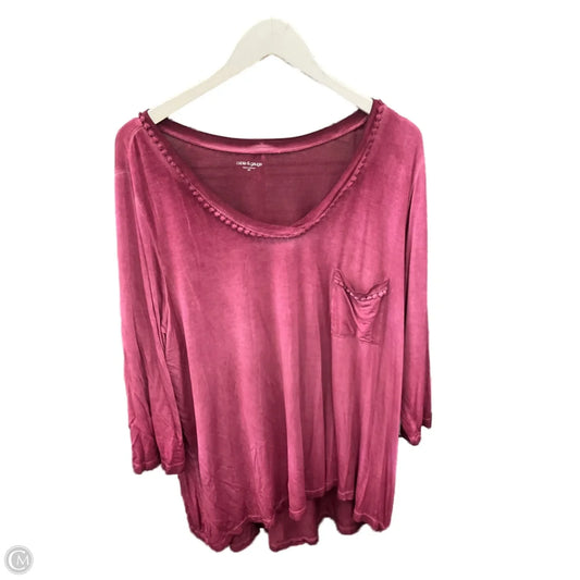 Top 3/4 Sleeve By Cable And Gauge In Purple, Size: 2x