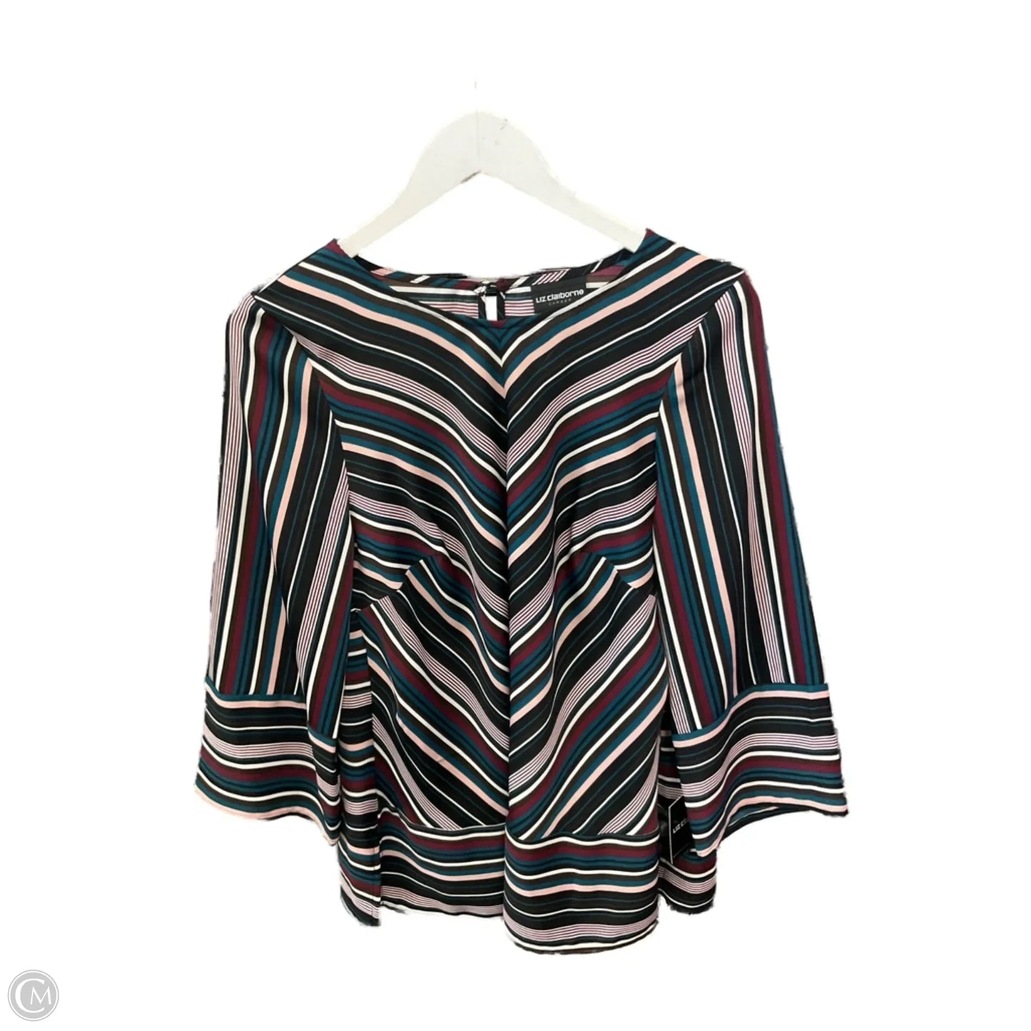 Top 3/4 Sleeve By Liz Claiborne In Black & Pink, Size: M