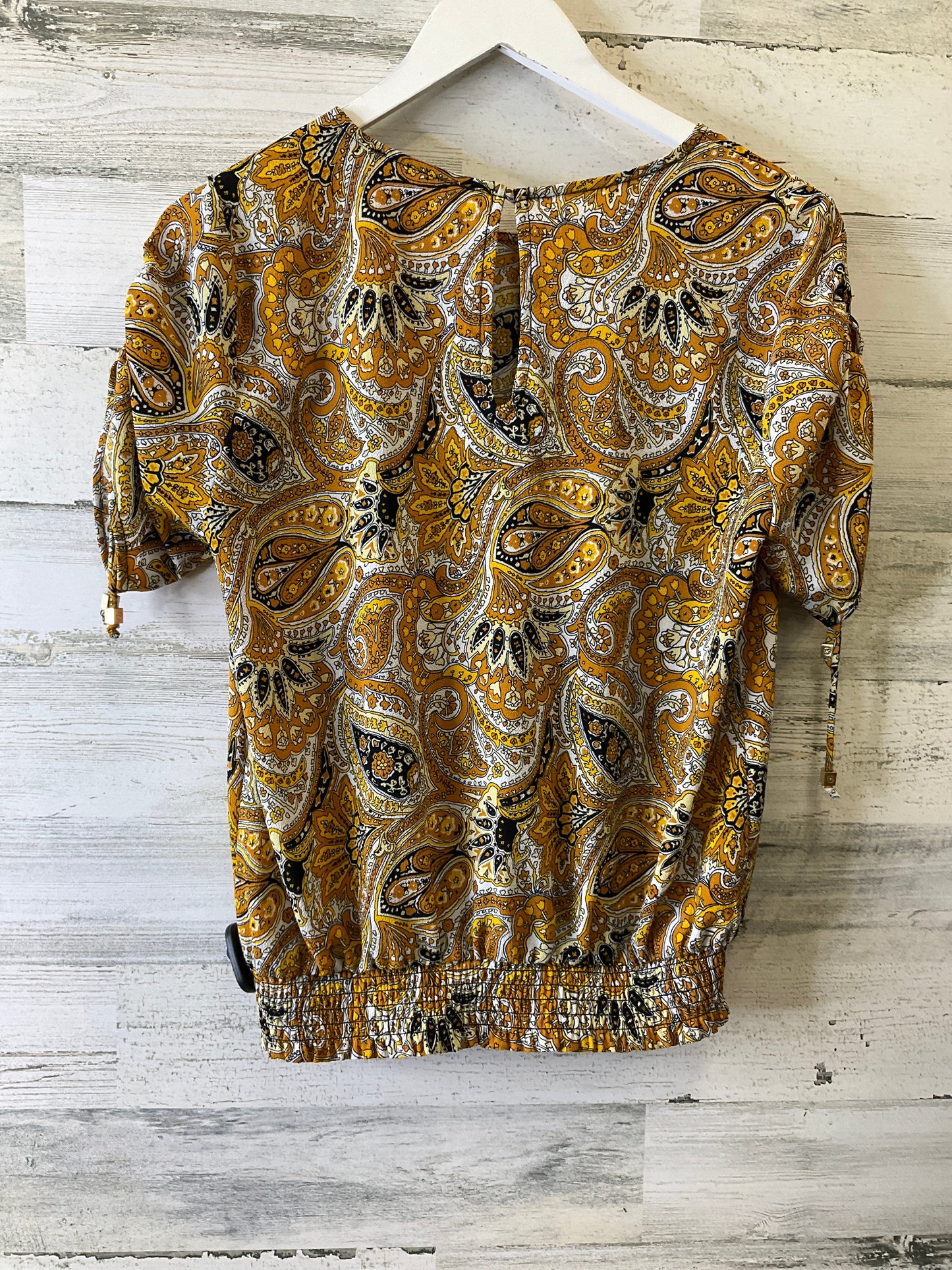 Gold Blouse Short Sleeve Michael By Michael Kors, Size S