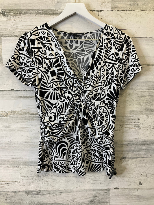 Black & White Top Short Sleeve Cable And Gauge, Size S
