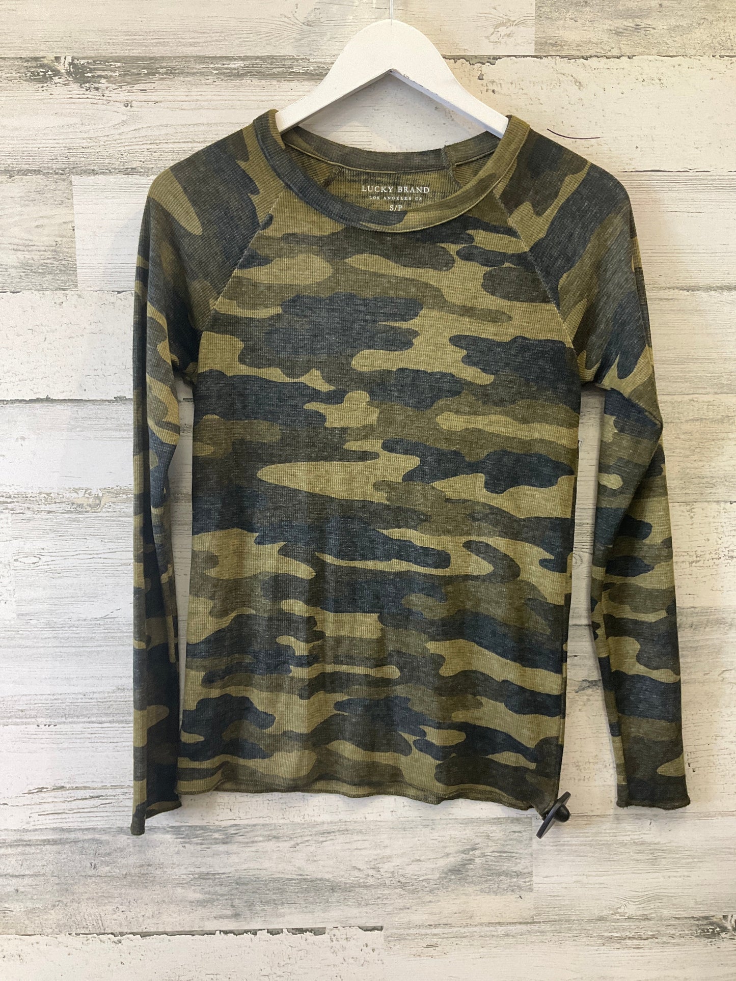 Camouflage Print Top Long Sleeve Lucky Brand, Size S