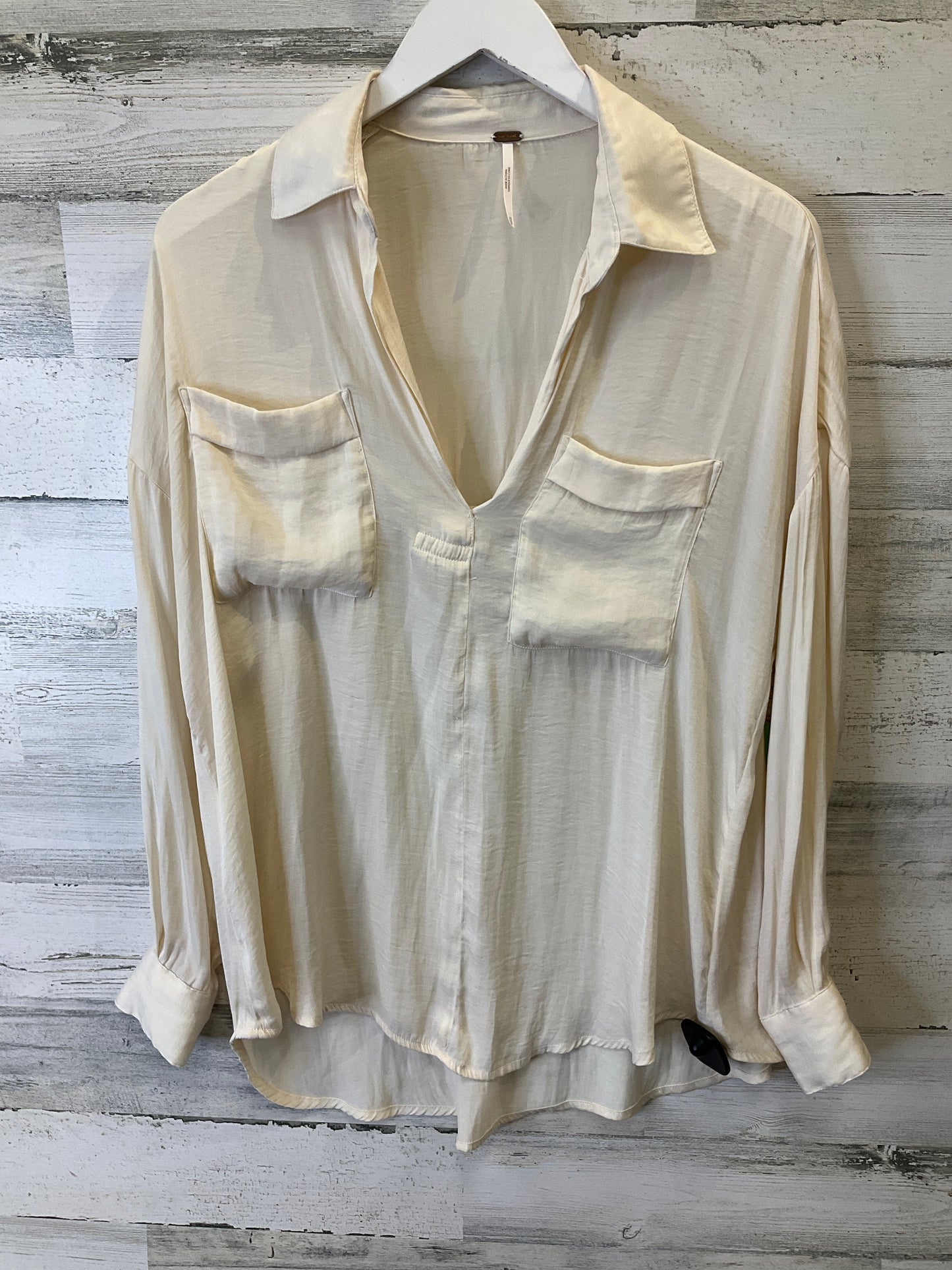 Cream Top Long Sleeve Free People, Size Xs