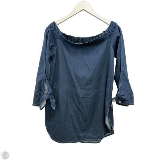 Top 3/4 Sleeve By White House Black Market In Blue Denim, Size: M