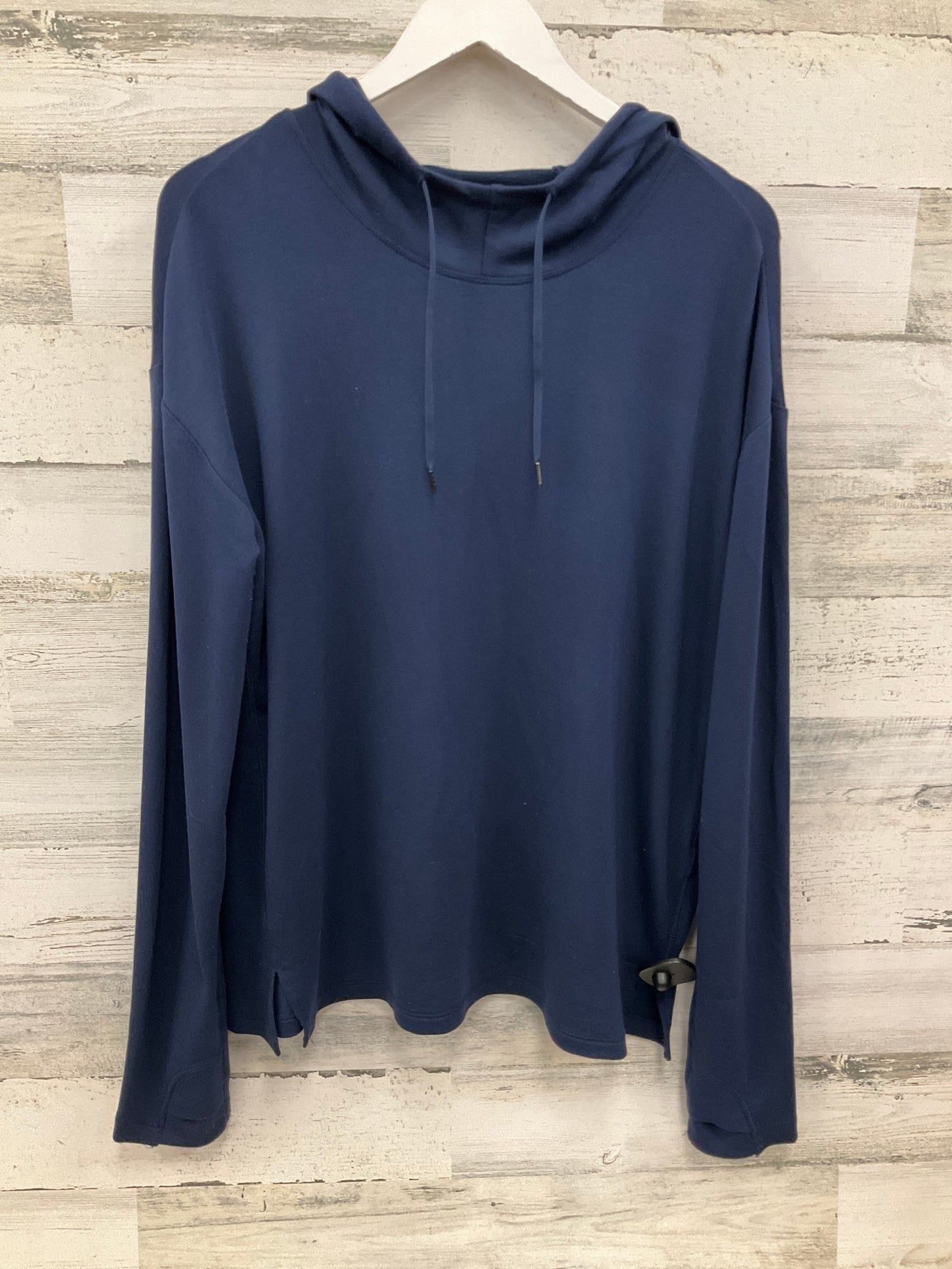 Athletic Top Long Sleeve Hoodie By Athletic Works In Navy, Size: L