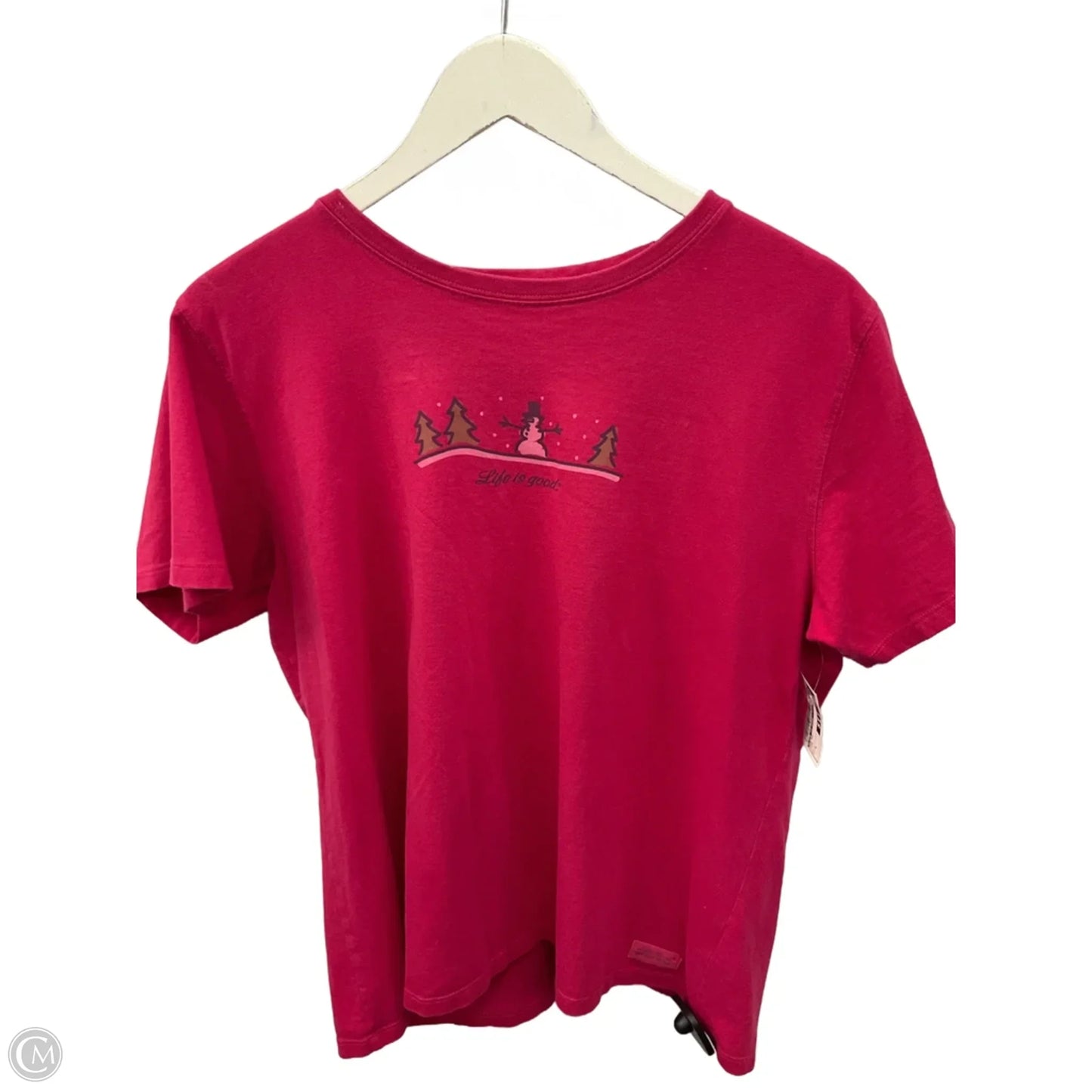 Top Short Sleeve By Life Is Good In Pink, Size: L
