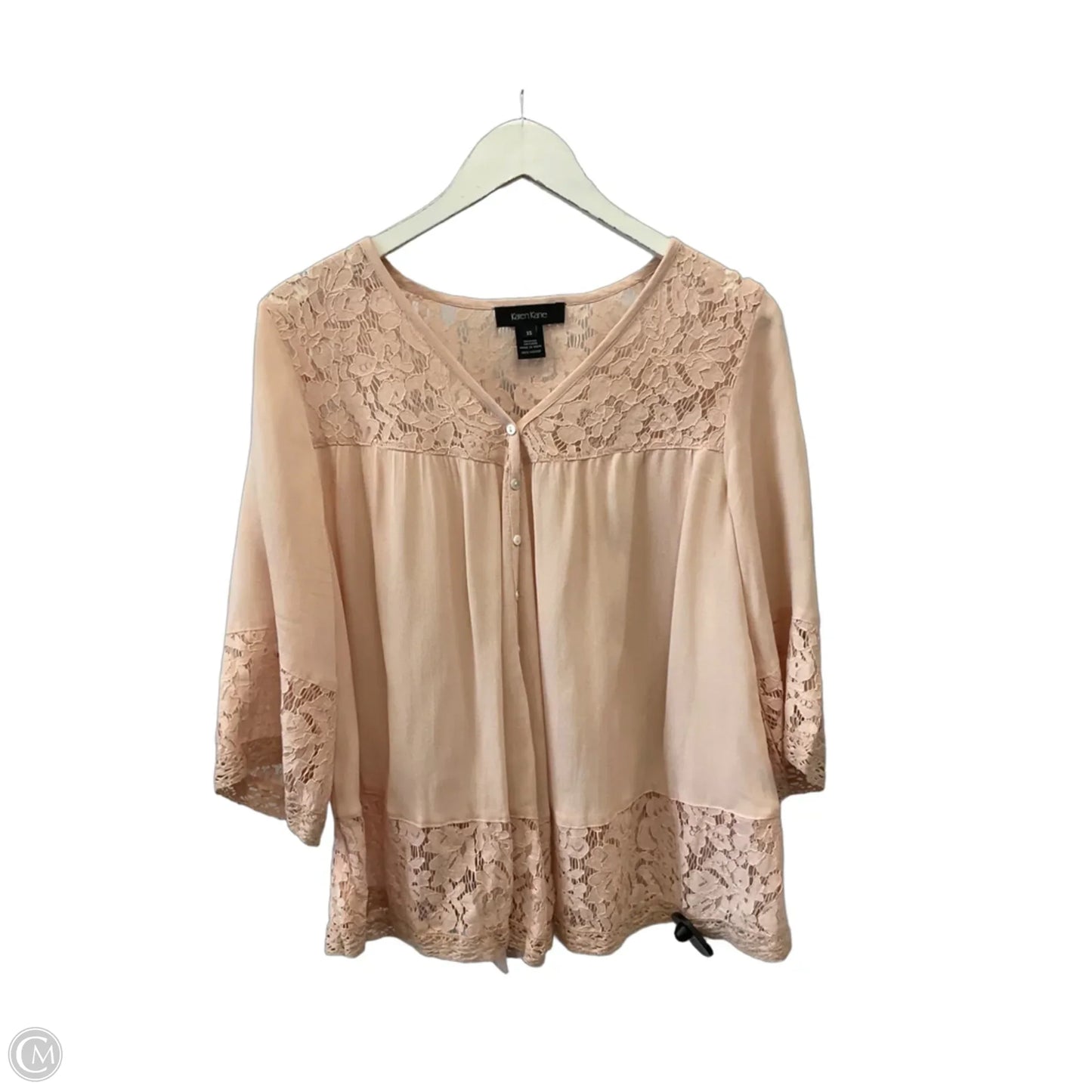 Top 3/4 Sleeve By Karen Kane In Pink, Size: Xs